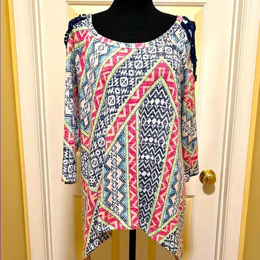 Signature Studio Pink and Blue Asymmetrical Tunic